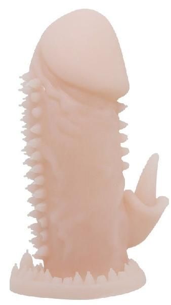 Телесная насадка на пенис со стимулятором клитора - 11,5 см. от Baile