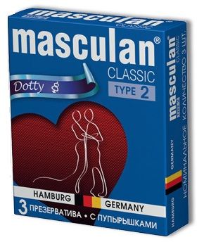 Розовые презервативы Masculan Classic Dotty с пупырышками - 3 шт. от Masculan