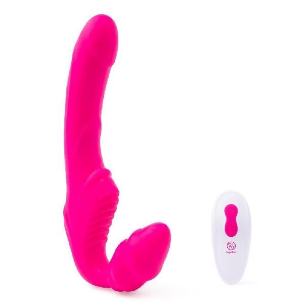 Розовый безремневой страпон на радиоуправлении Strapless Together - 22 см. от Together Toy