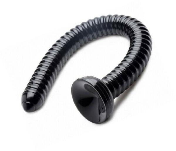 Черный анальный стимулятор-гигант Hosed Ribbed Anal Snake Dildo - 50,8 см. от XR Brands