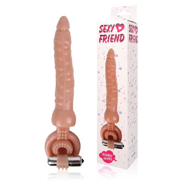 Телесная насадка на член Sexy Friend для двойного проникновения - 18 см. от Bior toys