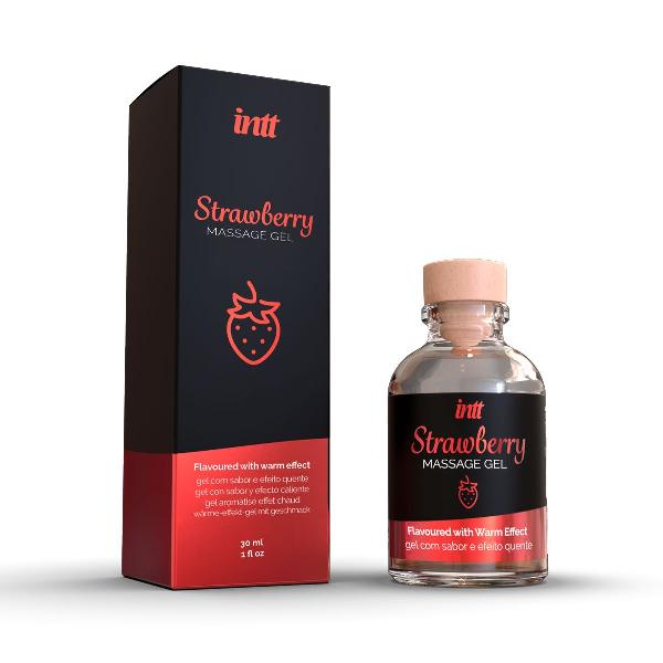 Массажный гель с ароматом клубники Strawberry - 30 мл. от INTT