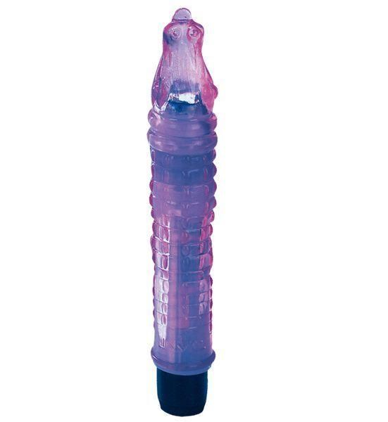 Фиолетовый гелевый вибратор в форме крокодильчика - 19 см. от Tonga