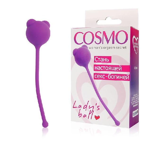 Фиолетовый вагинальный шарик с ушками Cosmo от Bior toys
