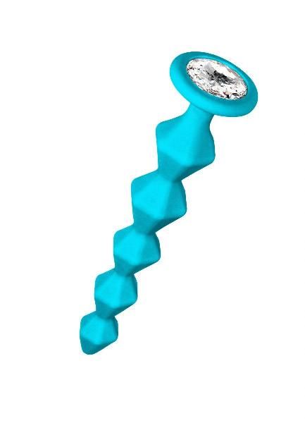Бирюзовая анальная цепочка с кристаллом Buddy - 17,7 см. от Lola toys