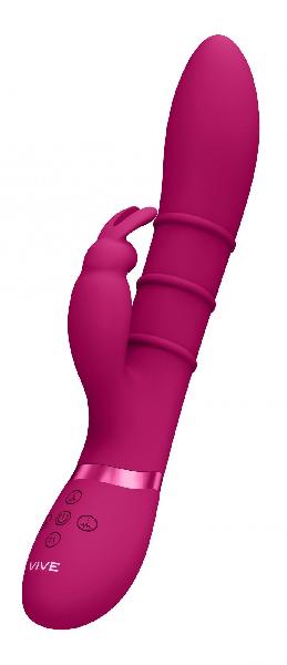 Розовый вибромассажер-кролик с 3 стимулирующими кольцами Sora - 24,2 см. от Shots Media BV
