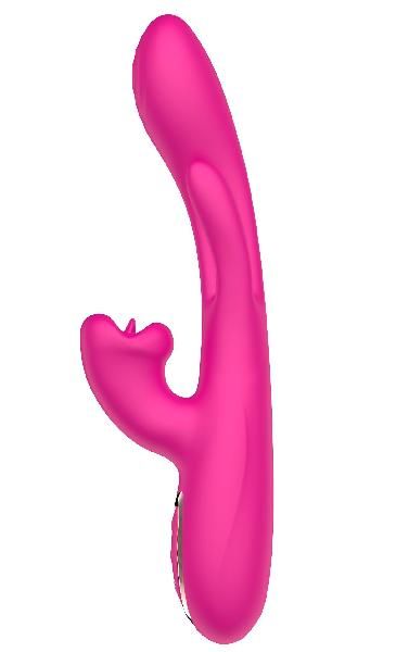 Розовый вибратор со стимуляцией клитора и фингерингом - 23,5 см. от Secwell