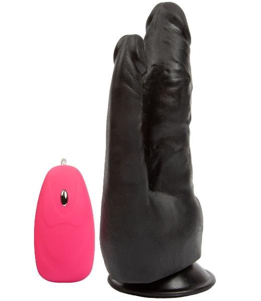 Черный анально-вагинальный вибромассажёр на присоске - 17 см. от LOVETOY (А-Полимер)