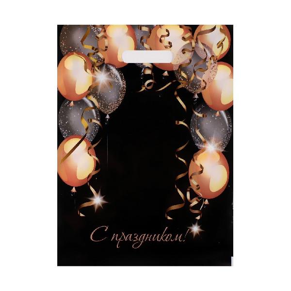 Пакет с вырубной ручкой и принтом в виде шариков (30х40 см) от Сима-Ленд