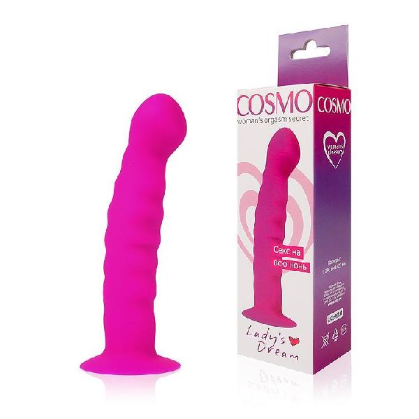 Розовый фаллоимитатор с ребристой поверхностью Cosmo - 14 см. от Bior toys