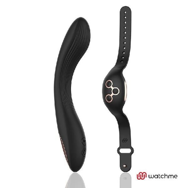 Черно-золотой вибратор с пультом-часами Anne s Desire Curve G-Spot Vibe Wireless Watchme - 20,5 см. от DreamLove