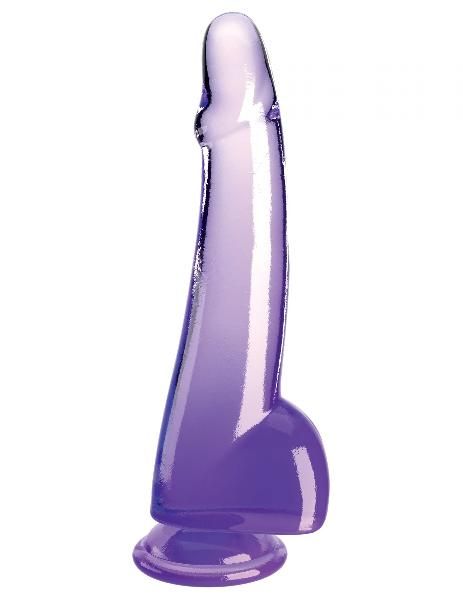 Фиолетовый фаллоимитатор с мошонкой на присоске 10’’ Cock with Balls - 27,9 см. от Pipedream