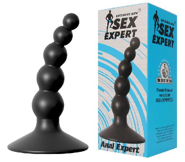 Чёрный фигурный изогнутый анальный стимулятор - 8,5 см. от Bior toys