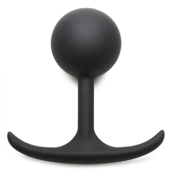 Черная анальная пробка с утяжелением Premium Silicone 4.4  Weighted Round Plug - 10,9 см. от XR Brands