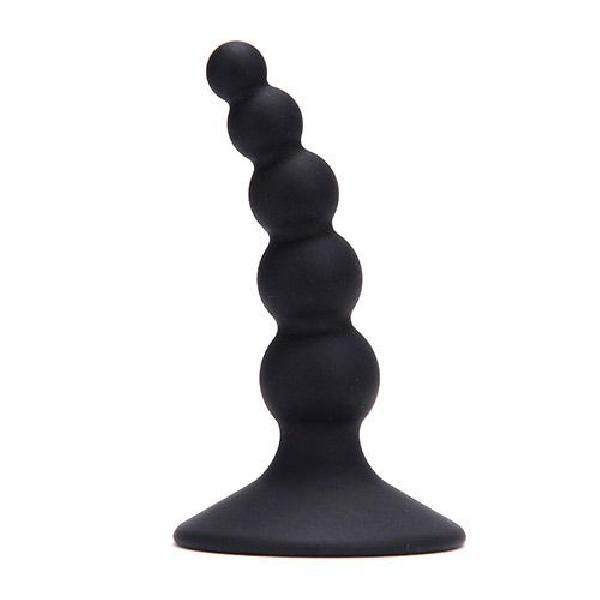 Чёрная анальная пробка-ёлочка DOMINO ASS PUNISHER SILICONE - 9,5 см. от Toyz4lovers