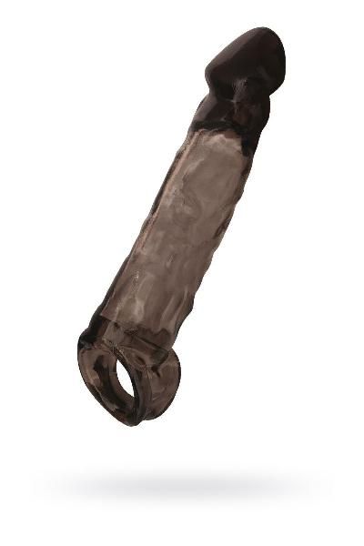 Чёрная насадка на пенис Tс подхватом - 19,5 см. от ToyFa