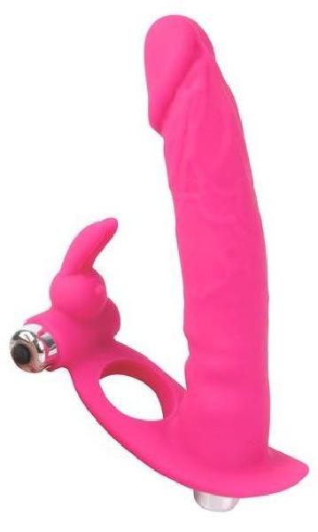 Ярко-розовая вибронасадка для двойного проникновения - 15 см. от Bior toys