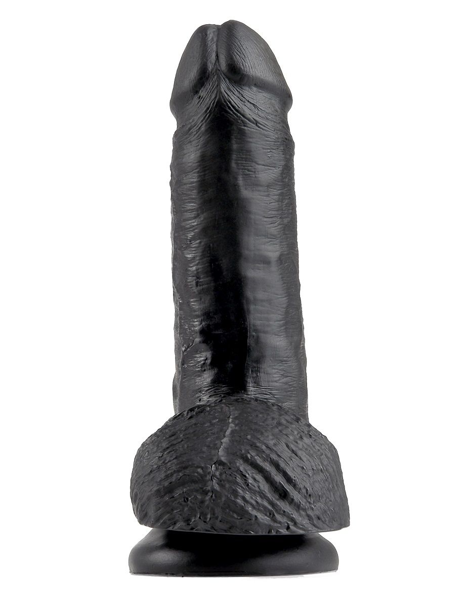 Чёрный фаллоимитатор с мошонкой 7  Cock with Balls - 19,4 см. от Pipedream