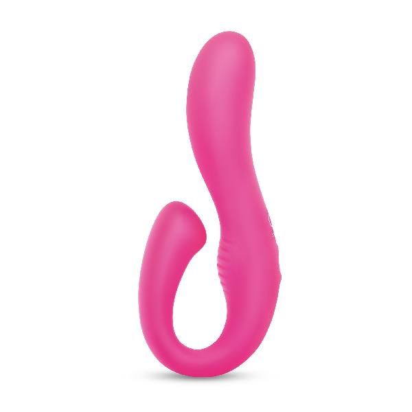 Розовый вибромассажер с клиторальным отростком Harmony Vibe - 16,8 см. от Together Toy
