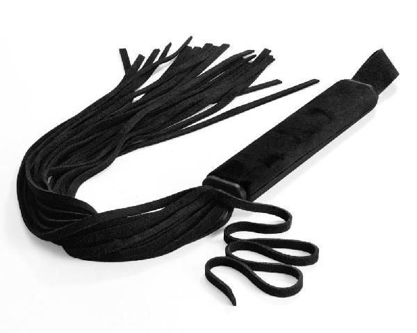 Черная плеть  Фрея  с велюровой рукоятью - 55 см. от Sitabella