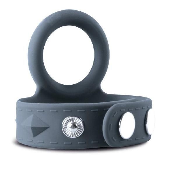 Темно-серое эрекционное кольцо с утяжкой для мошонки - размер S-M от EDC Wholesale