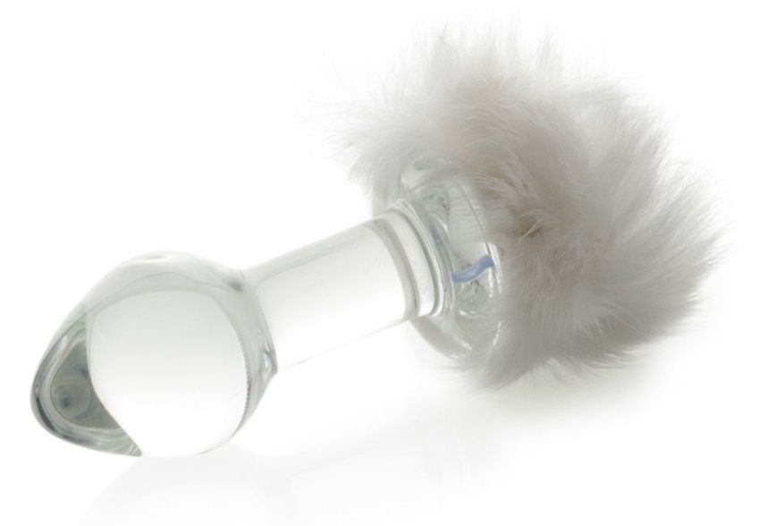 Стеклянная анальная втулка с хвостиком - 9,5 см. от Sexus Glass