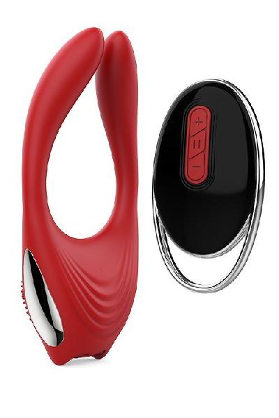 Красное эрекционное кольцо EROS с пультом ДУ от Dream Toys