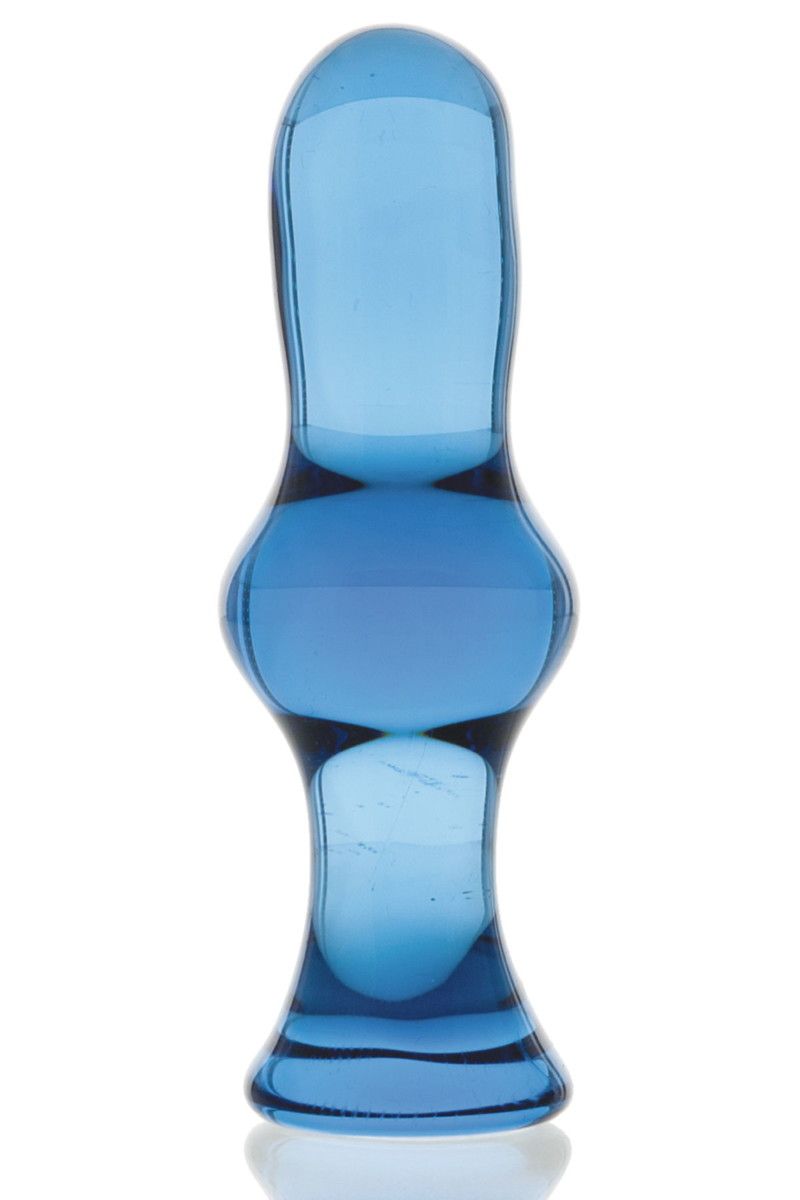 Голубая стеклянная анальная втулка - 12 см. от Sexus Glass