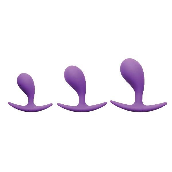 Набор из 3 фиолетовых анальных пробок Booty Poppers от XR Brands