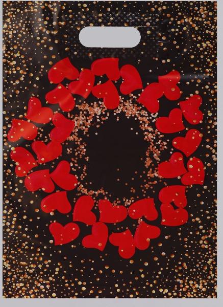 Полиэтиленовый пакет  Праздничные сердечки  - 31 х 40 см. от Сима-Ленд
