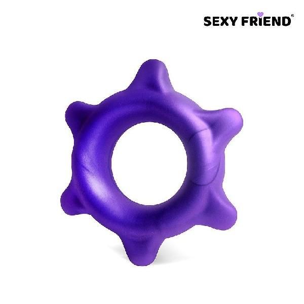 Фиолетовое эрекционное кольцо с шипиками от Sexy Friend