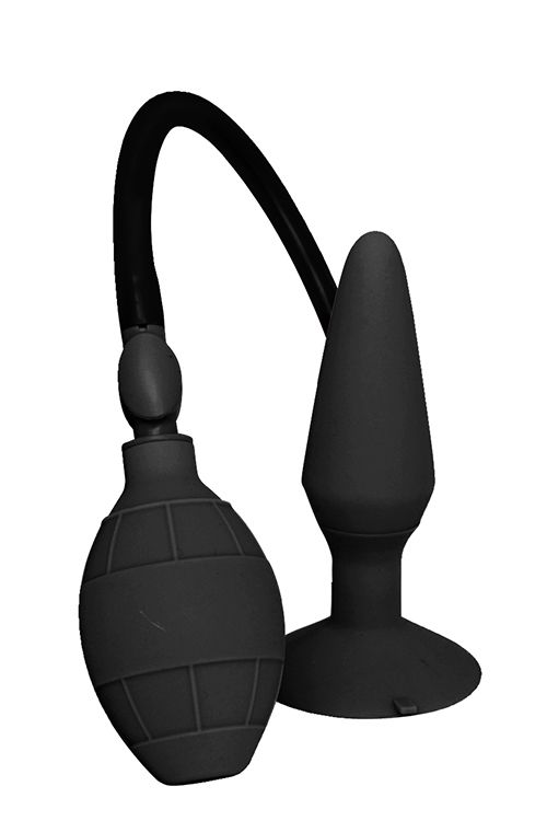 Чёрная анальная пробка с функцией расширения MENZSTUFF SMALL INFLATABLE PLUG- 12,5 см. от Dream Toys