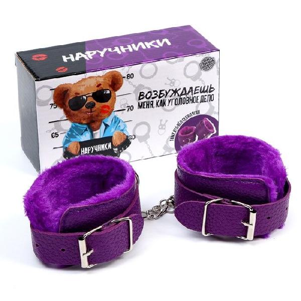 Фиолетовые наручники с меховой подкладкой от Сима-Ленд