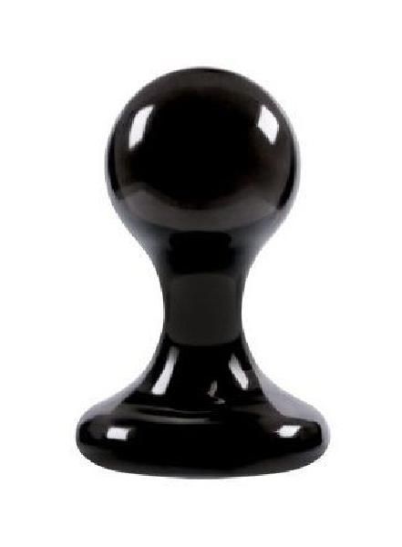 Чёрная анальная пробка среднего размера Luna Balls на присоске - 8,5 см. от NS Novelties