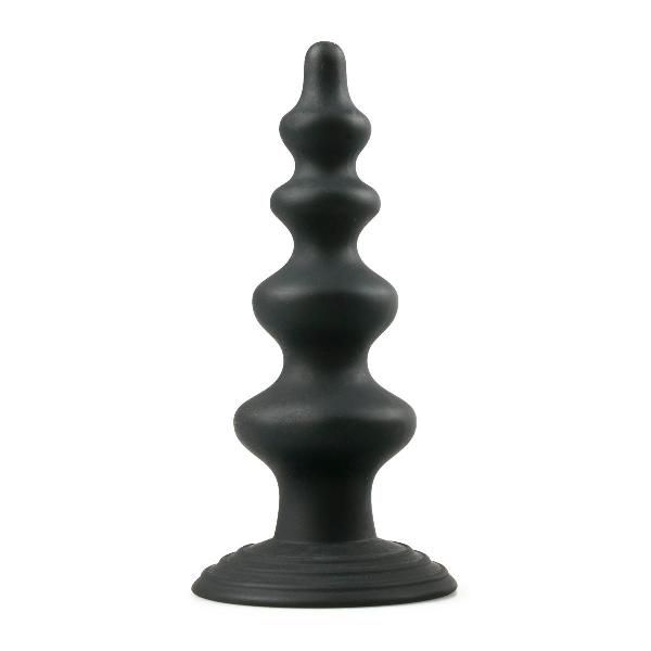 Чёрная фигурная анальная ёлочка Beaded Cone - 13,5 см. от EDC Wholesale