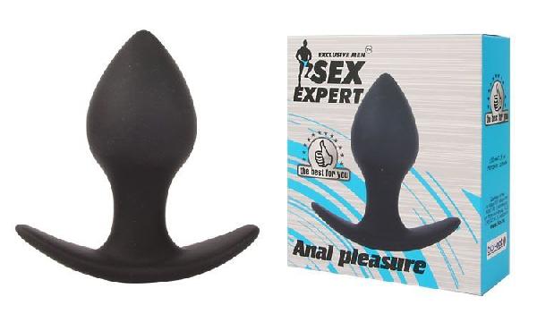 Чёрная анальная пробка с широким основанием Sex Expert - 8 см. от Bior toys