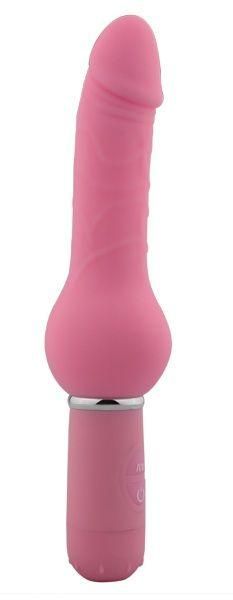 Розовый реалистичный вибратор с ограничителем Curvy Dong - 20,5 см. от Howells