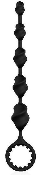 Черная анальная цепочка-елочка с колечком-ограничителем - 23,1 см. от Bior toys