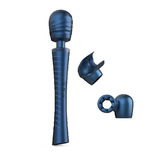 Синий вибромассажёр с насадками Man.wand Edgy от Manwan