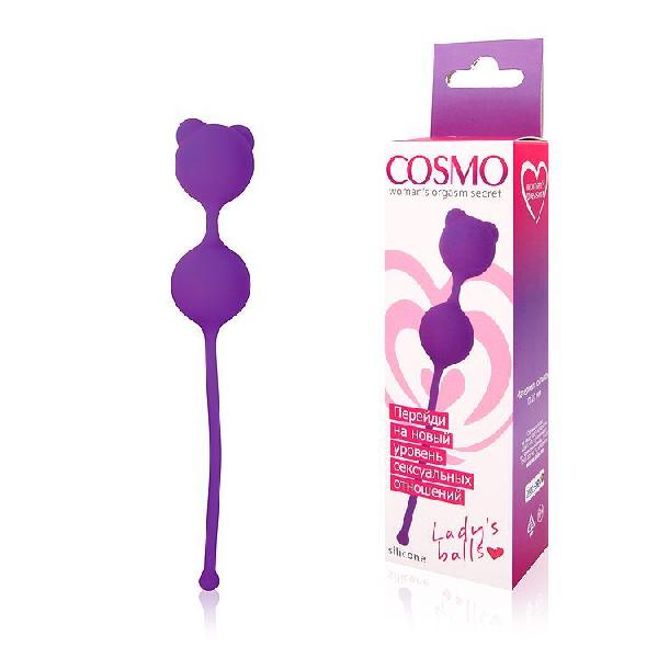 Фиолетовые вагинальные шарики с ушками Cosmo от Bior toys