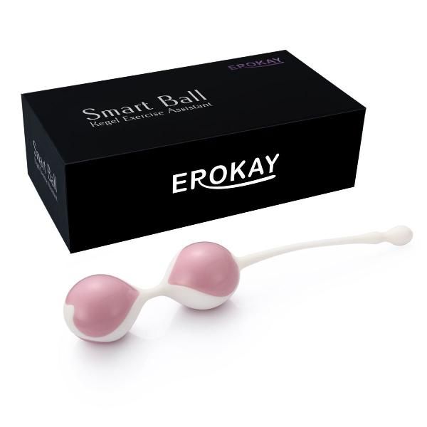 Бело-розовые вагинальные шарики Erokey от Erokay
