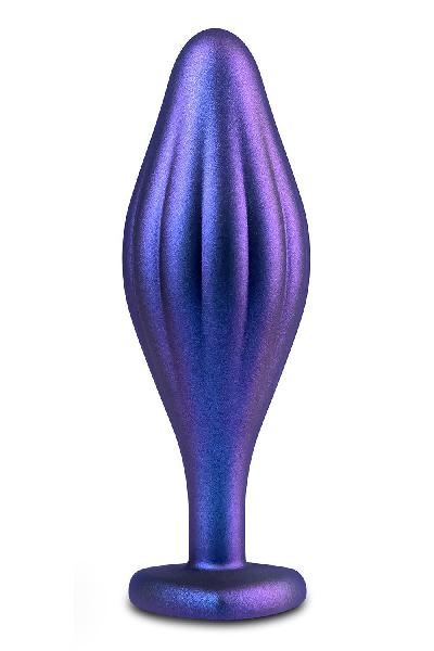 Фиолетовая анальная пробка с кристаллом-сердцем Matrix Wavy Bling Plug - 11,4 см. от Blush Novelties