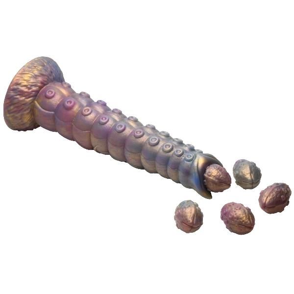 Фантазийный фаллоимитатор Deep Invader Tentacle Ovipositor Silicone Dildo with Eggs - 22,9 см. от XR Brands