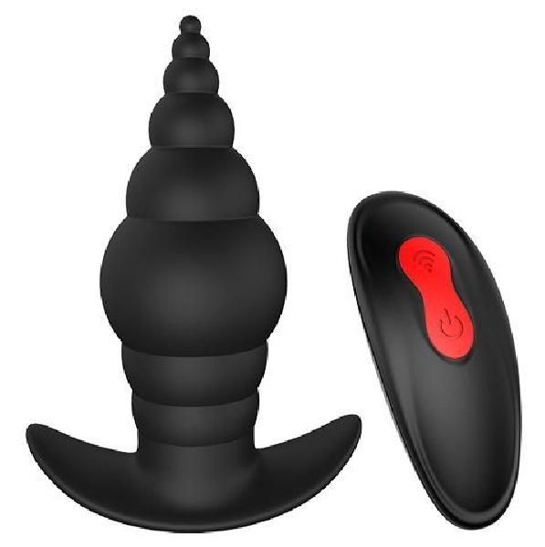 Черный анальный вибромассажер REMOTE ANAL TURRID - 12,7 см. от Dream Toys