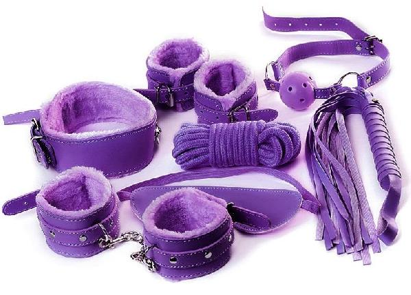 Фиолетовый набор БДСМ «Накажи меня нежно» с карточками от Штучки-дрючки