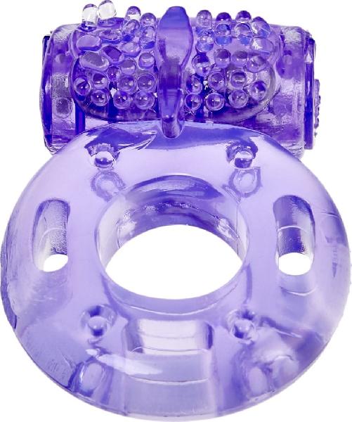 Фиолетовое эрекционное кольцо с вибрацией Ring Elastic Heart от Bradex