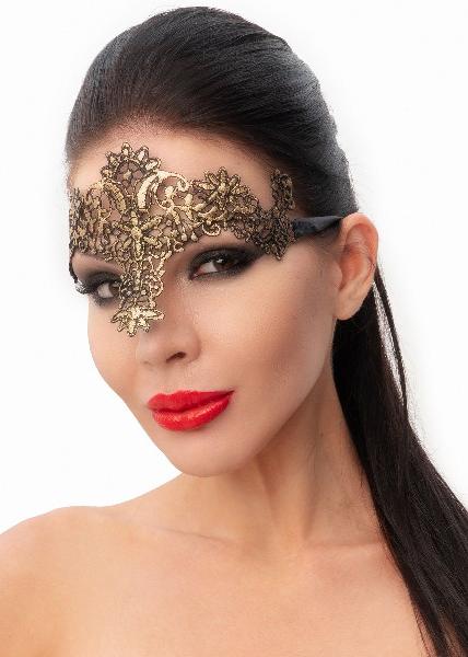 Стильная золотистая женская карнавальная маска от Джага-Джага