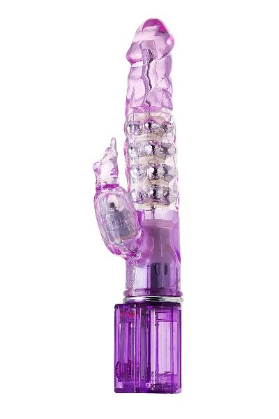 Фиолетовый хай-тек вибратор High-Tech fantasy с бусинами и отростком - 27,2 см. от A-toys