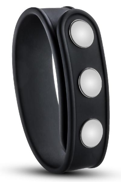 Черное эрекционное кольцо на кнопках от Blush Novelties