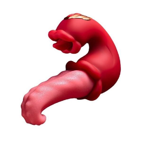 Красный вибратор-язык с вакуумной стимуляцией клитора от Secwell